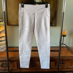 CK Performance Shimmery Pale Pink Leggings. Size M